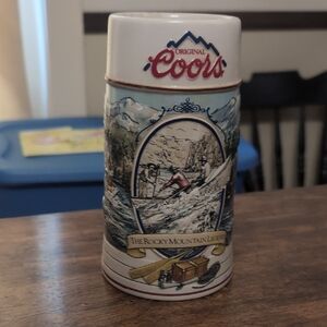 Ceramic Beer Stein with Mountain Scene